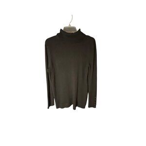 Talbots Black Ribbed Turtleneck Sweater 1X Cotton/Nylon/Spandex